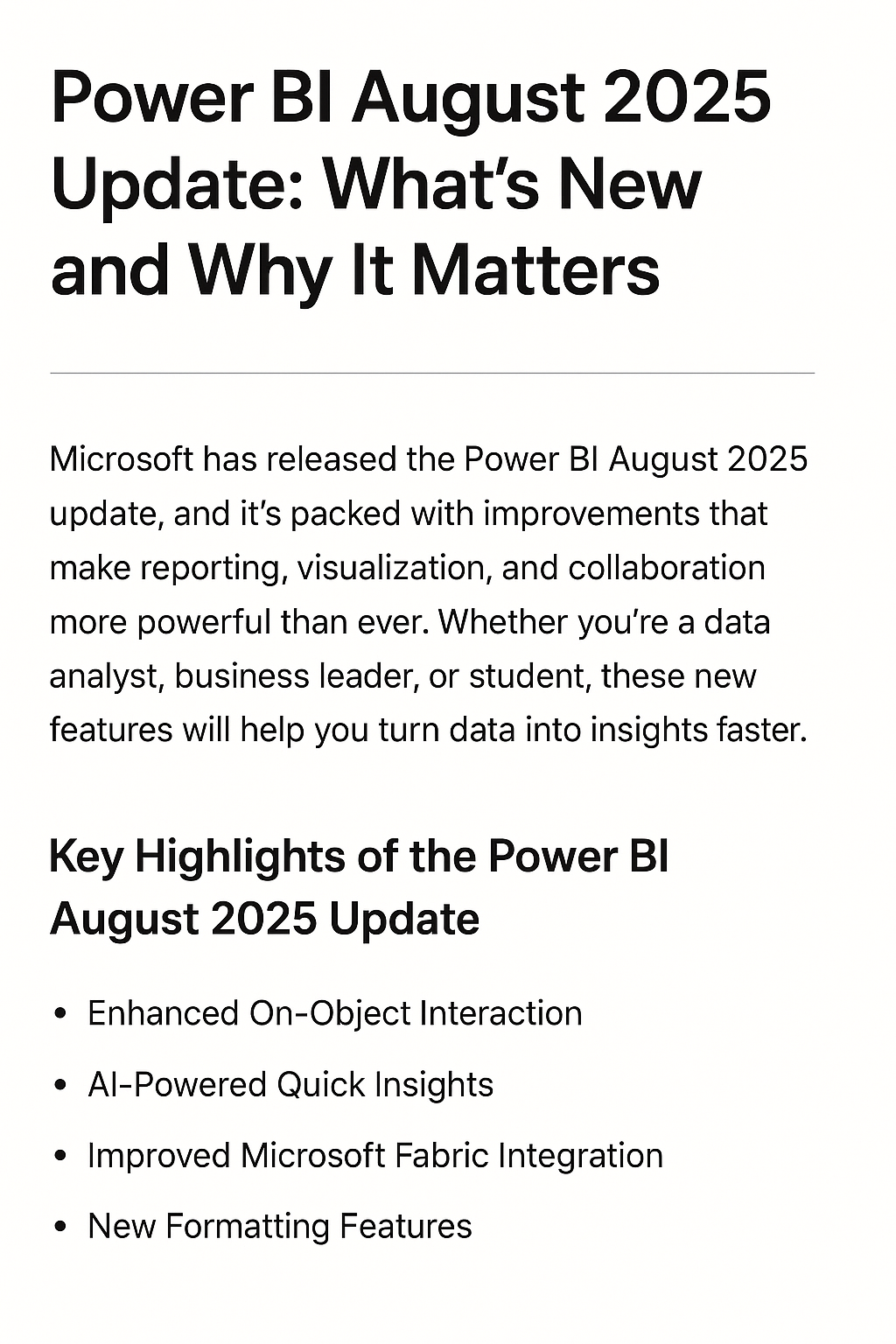 10 Must-Know Power BI August 2025 update features - Softwarekeep Digital