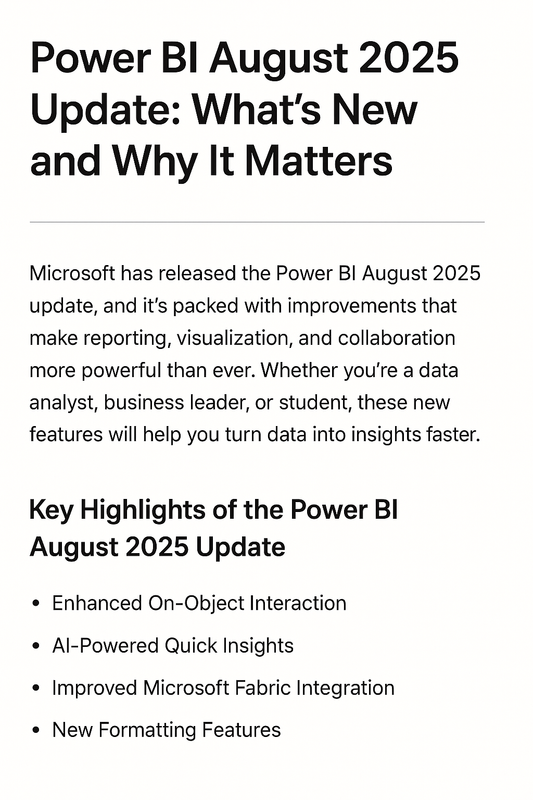 10 Must-Know Power BI August 2025 update features - Softwarekeep Digital