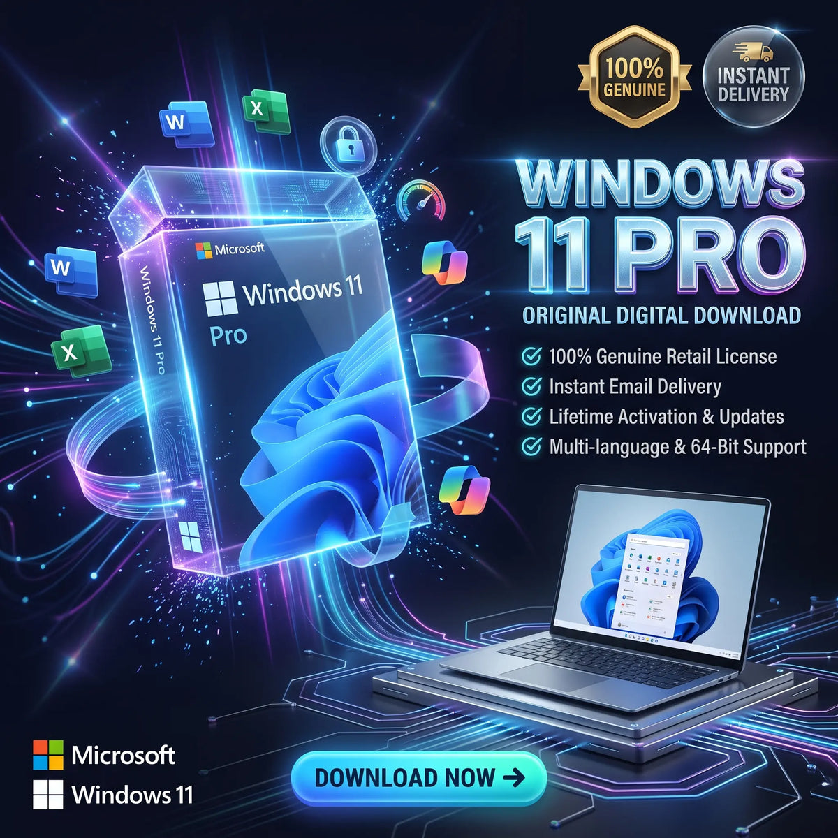 Windows 11 Pro OEM License Key | Digital Download for 1 PC