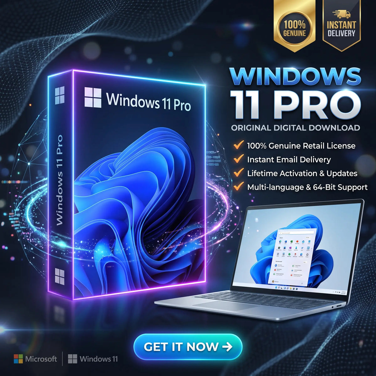 Windows 11 Pro OEM License Key | Digital Download for 1 PC
