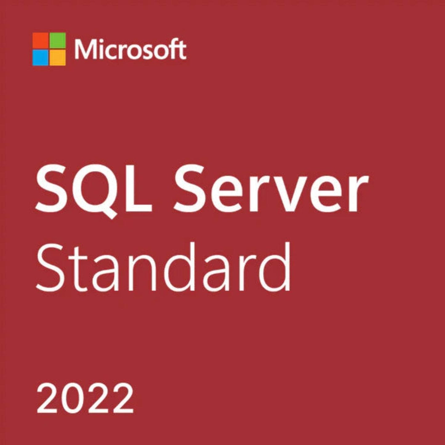 Microsoft SQL Server 2022 Standard license box featuring the SQL Server branding and year