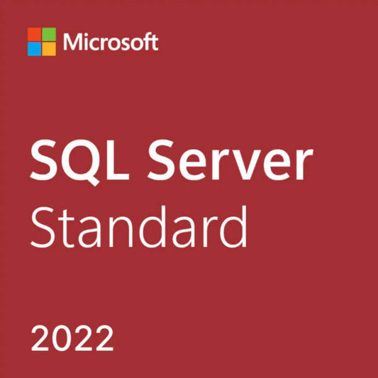 Microsoft SQL Server 2022 Standard license box featuring the SQL Server branding and year
