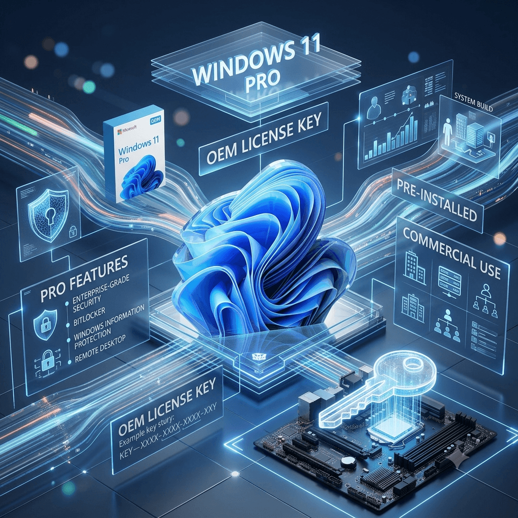 Microsoft Windows 11 Pro Operating System software with OEM license key for commercial use
