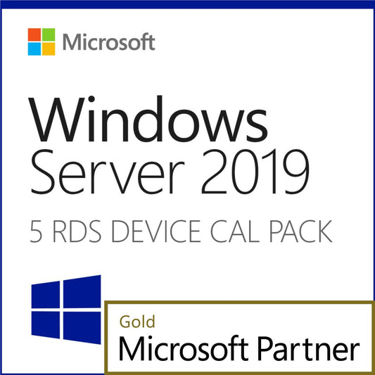 Microsoft Windows Server 2019 Remote Desktop 5 Device CAL Pack with Gold Partner badge