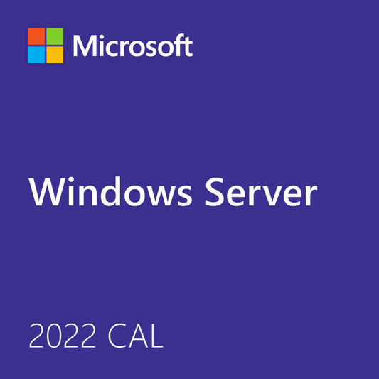 Microsoft Windows Server 2022 CAL license packaging design with clear branding
