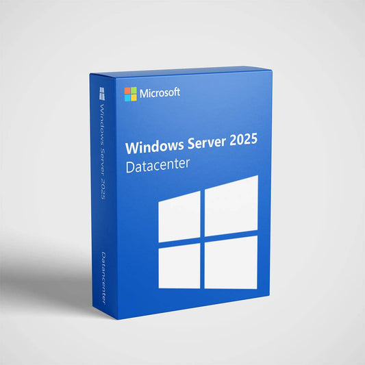 Microsoft Windows Server 2025 Datacenter license box for advanced server management