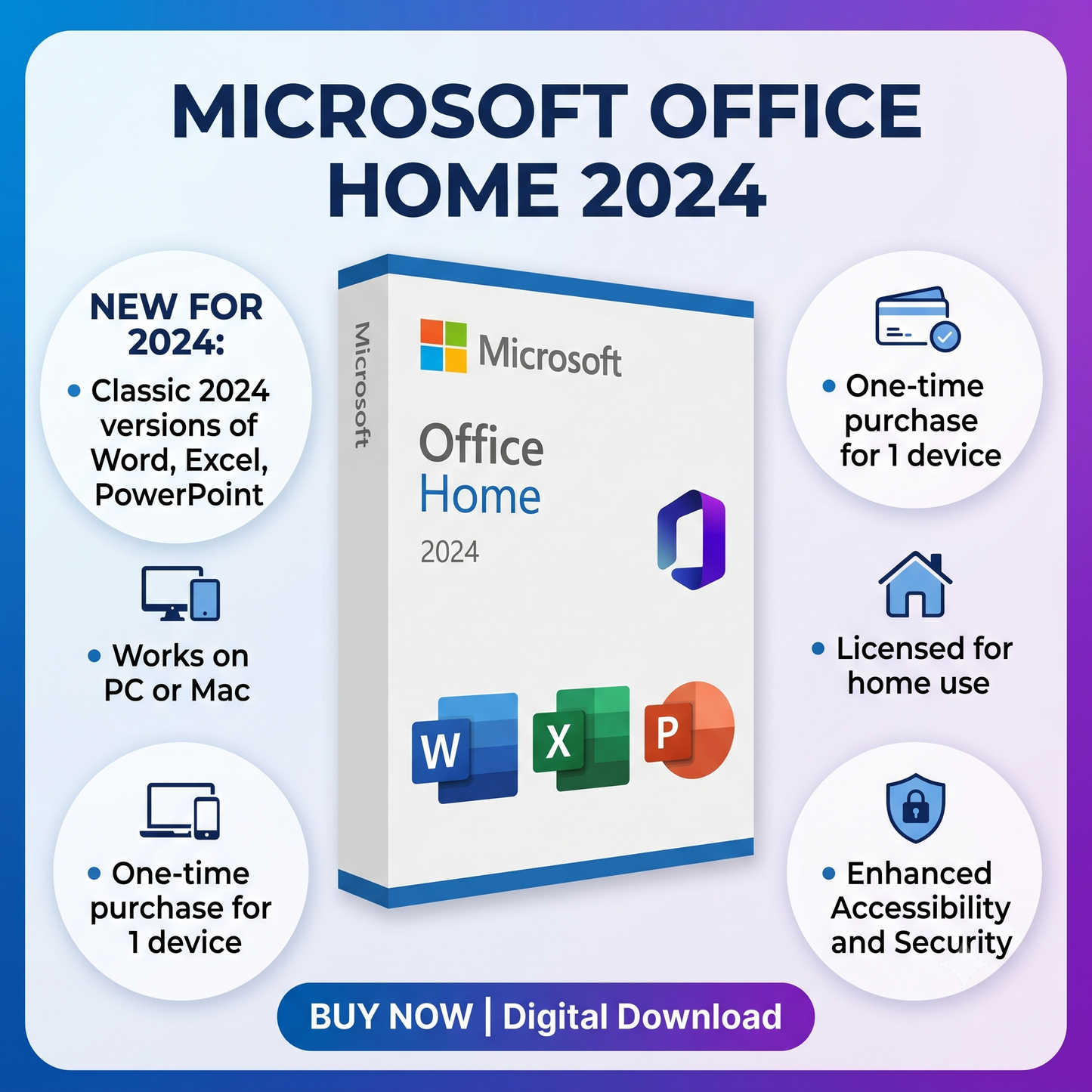 Microsoft Office Home 2024 – 1 PC | Lifetime License Download