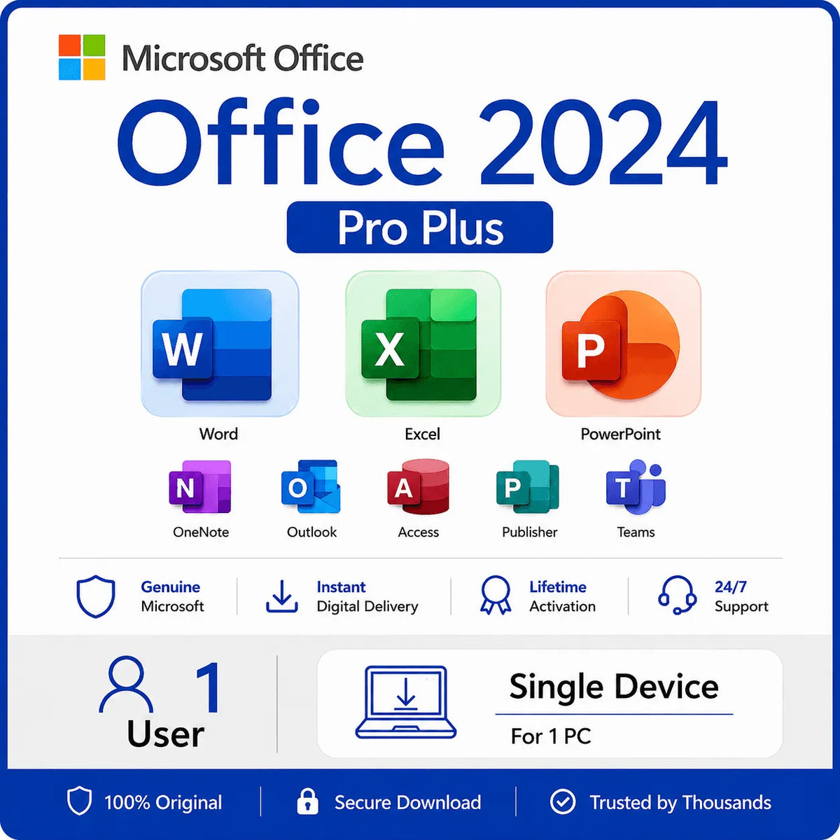 Microsoft Office 2024 Professional Plus for Windows: Lifetime License