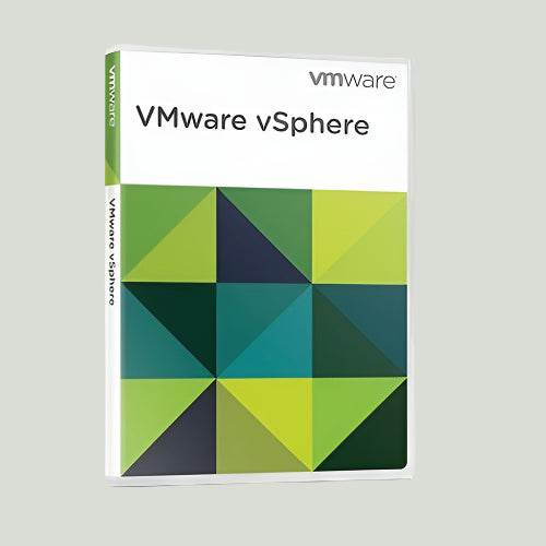 VMware vSphere Enterprise Plus 8 license box featuring a colorful geometric design for virtualization solutions